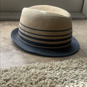 Old Navy Beige and Navy Striped Fedora